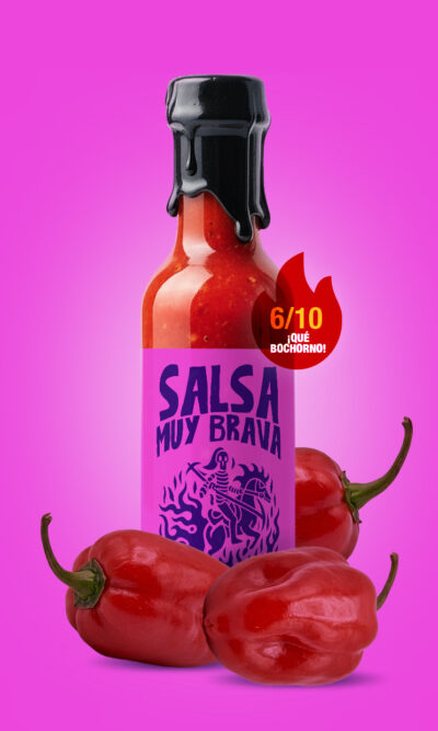 Salsa Muy Brava with Habanero – artisanal spicy hot sauce 6/10 heat level with smoked Spanish paprika and red habanero.
